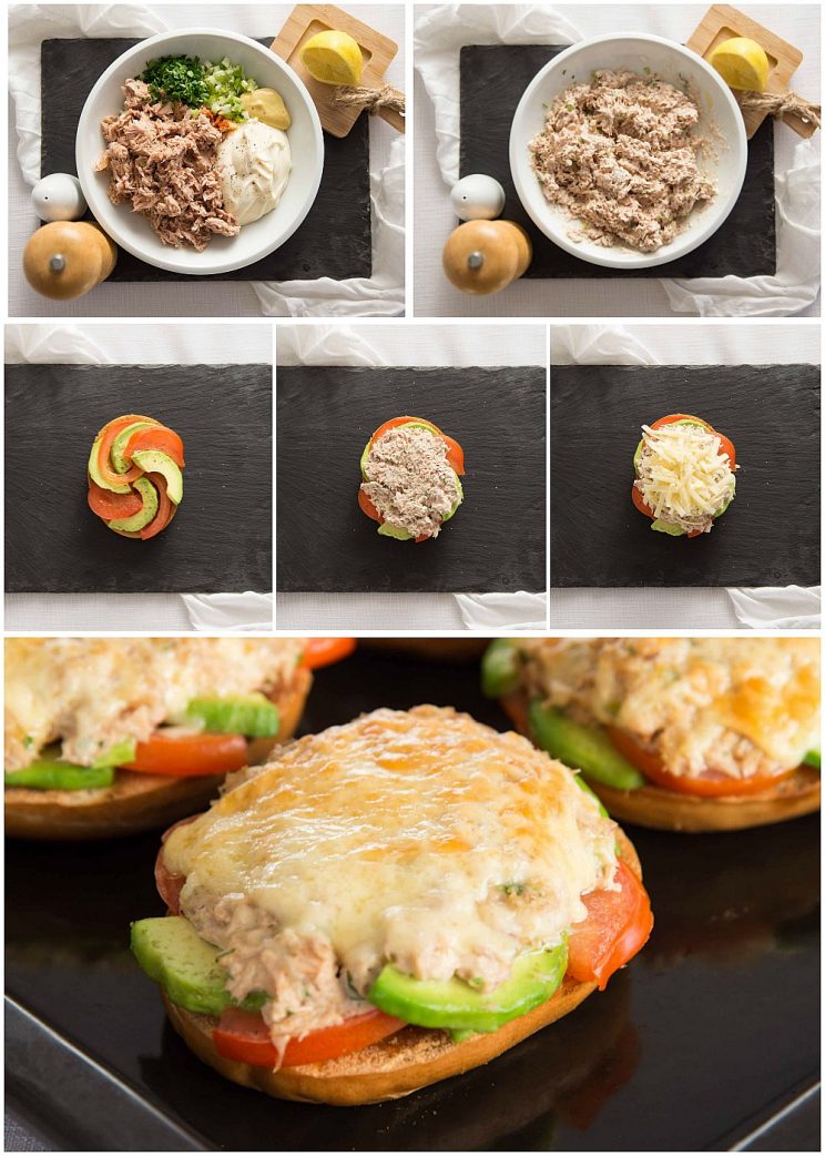 How to make tuna melt bagels - 6 step by step photos