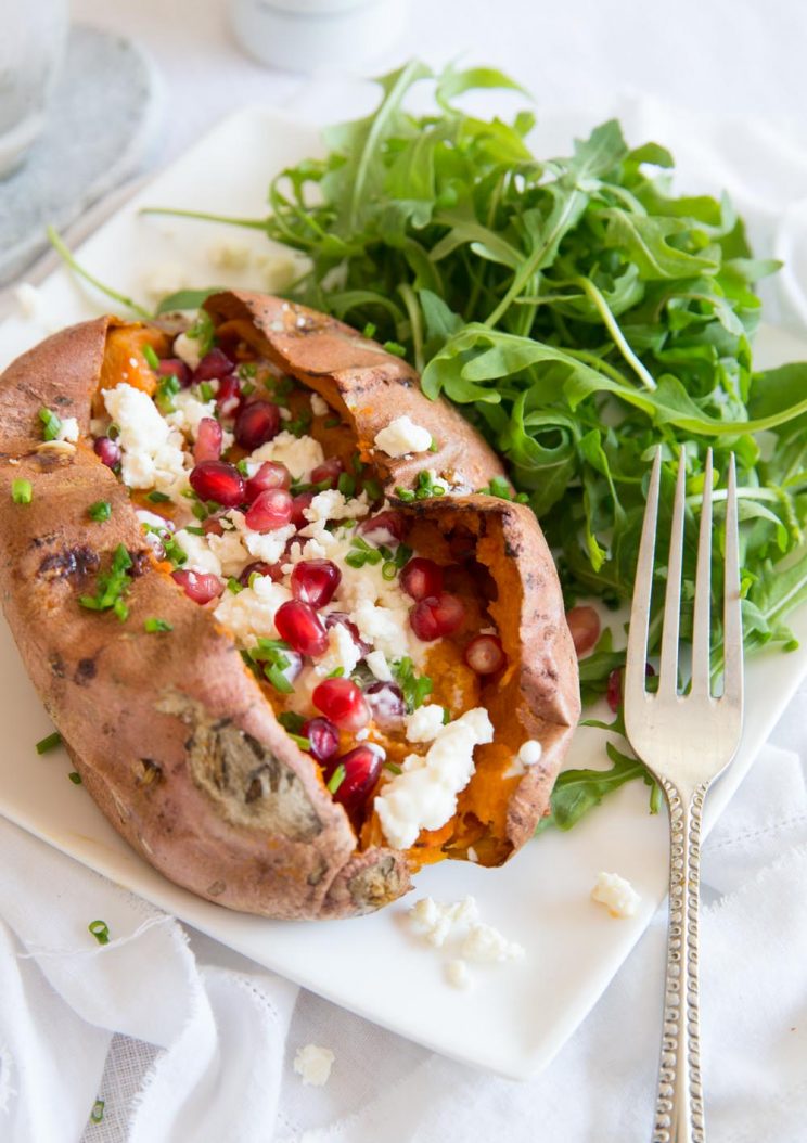 Loaded Sweet Potatoes served with rocket