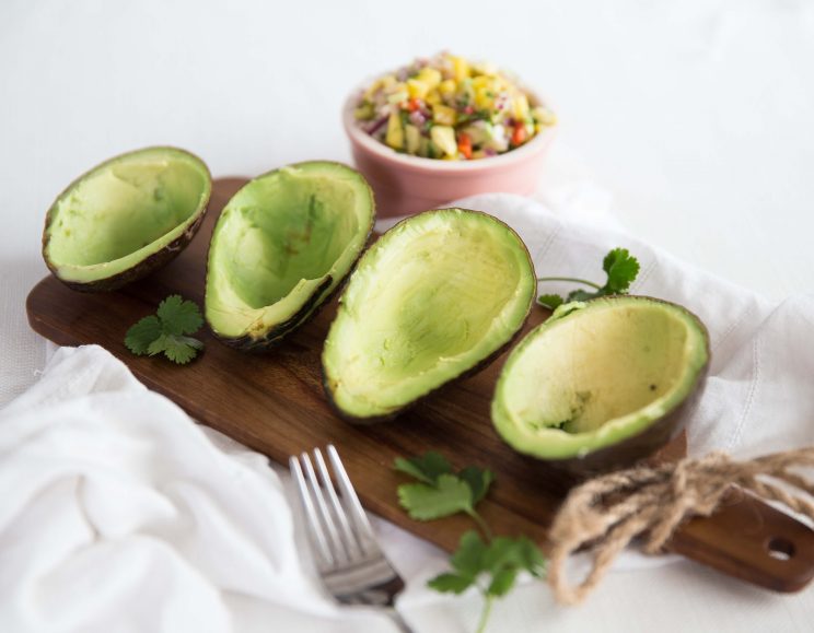 Avocado shells for stuffing with shrimp