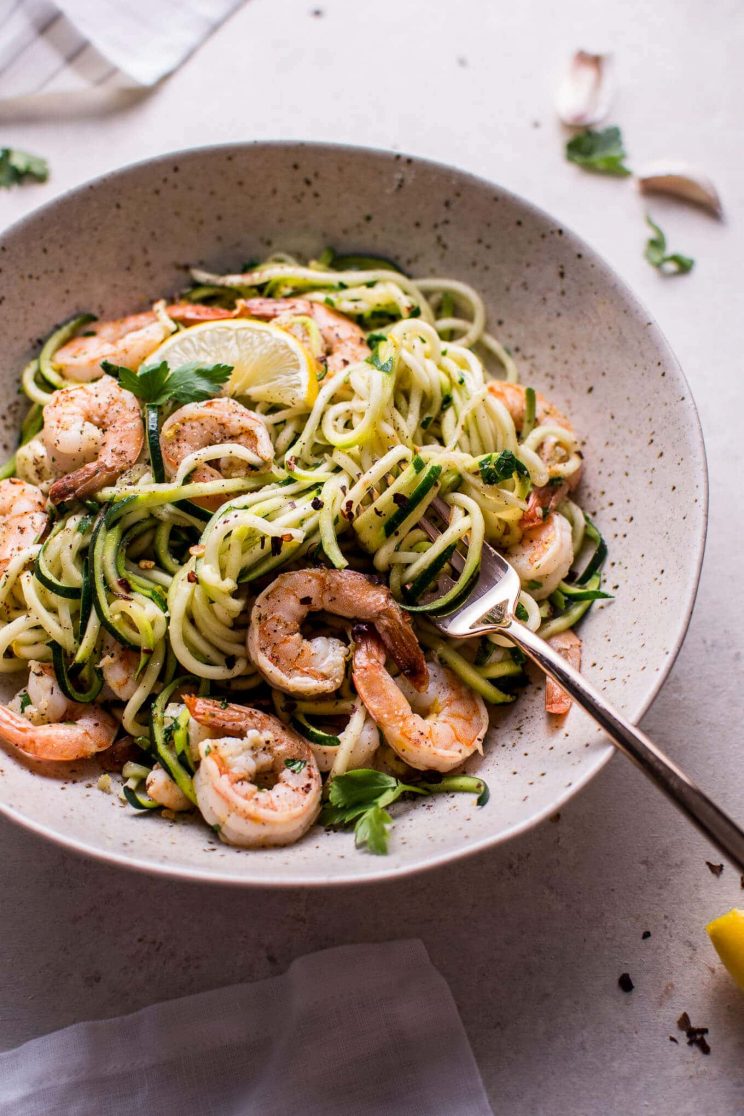 20-minute-dinner-recipes-ground-garlic-shrimp-zoodles