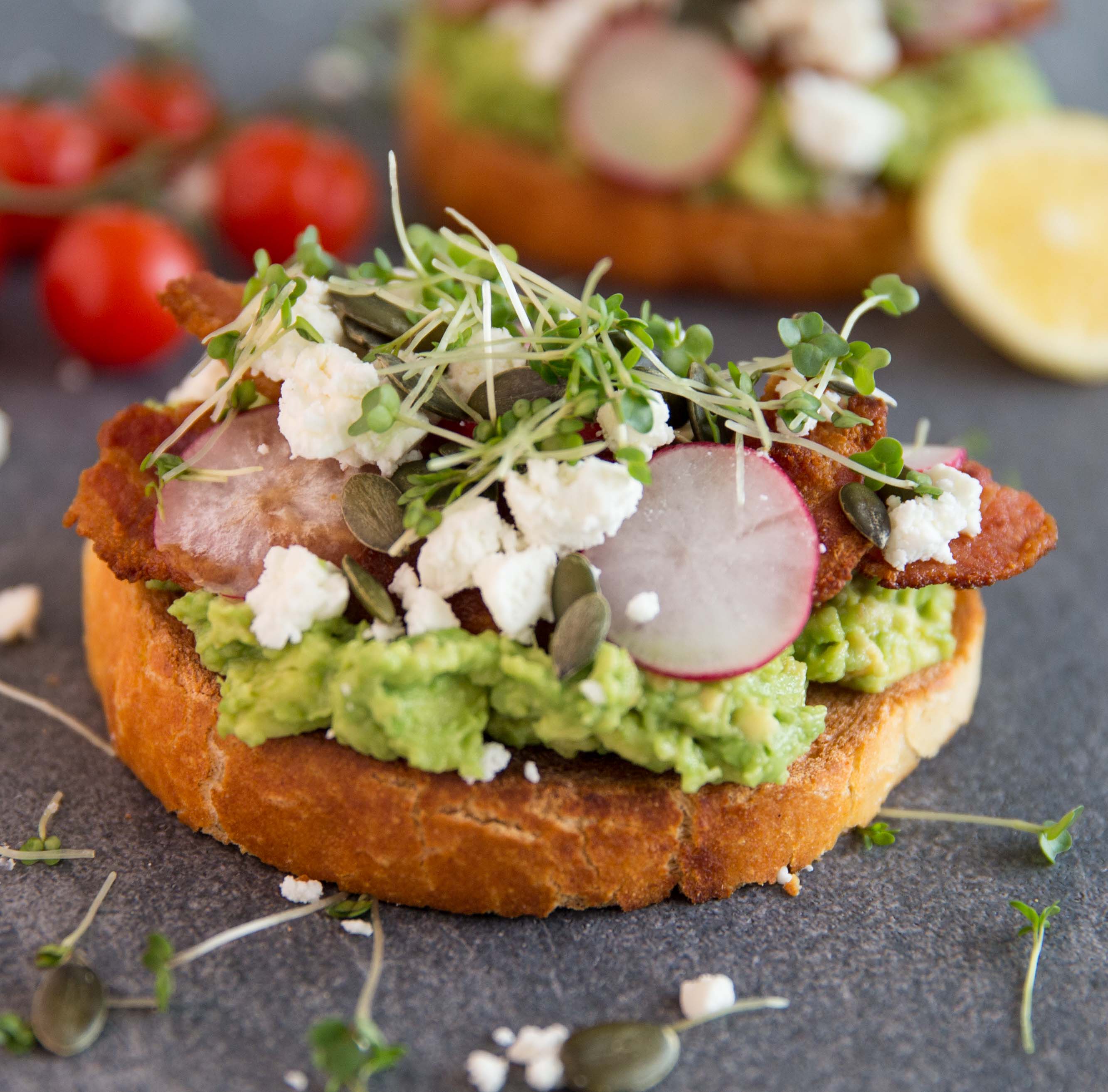 Cafe style smashed avocado on toast