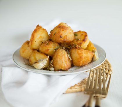 Goose Fat Roast Potatoes - with forks