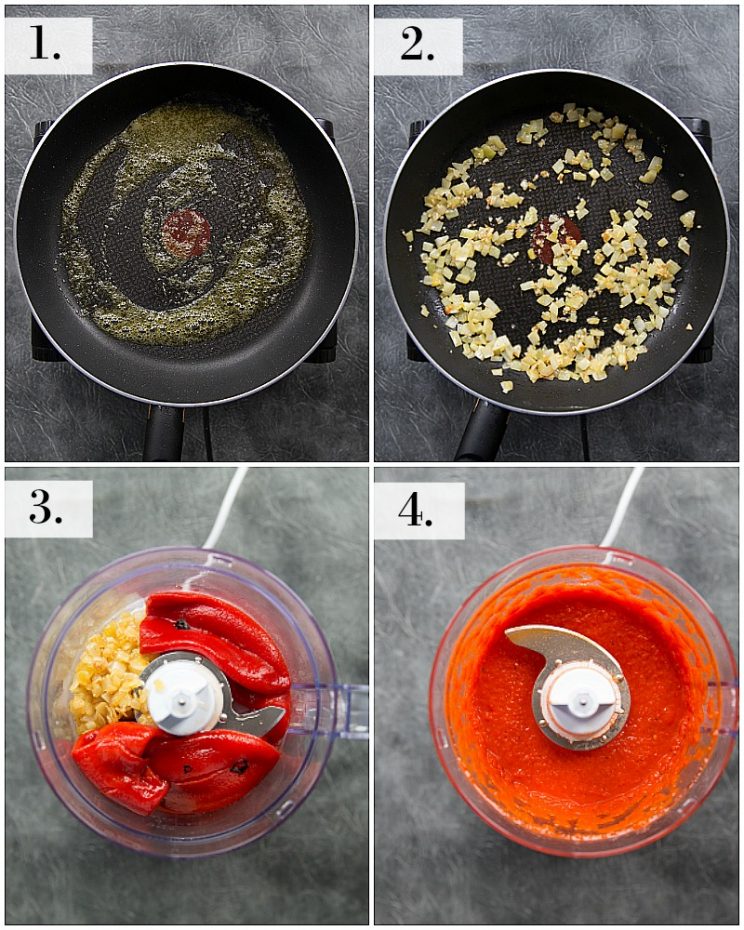 How to make a sauce with roasted red peppers - step by step photos