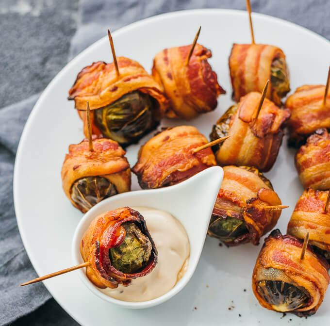 Easy Bacon Appetizers - Bacon Wrapped Brussels Sprouts