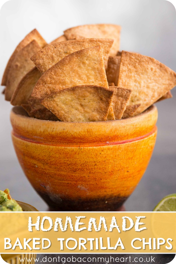 Making your own Homemade Baked Tortilla Chips from scratch couldn't be more simple. With just 3 ingredients, you'll never get store bought again! #tortillachips #chips #nachos | www.dontgobaconmyheart.co.uk