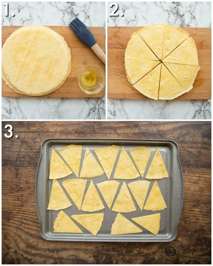 how to make tortilla chips in the oven - 3 step by step photos