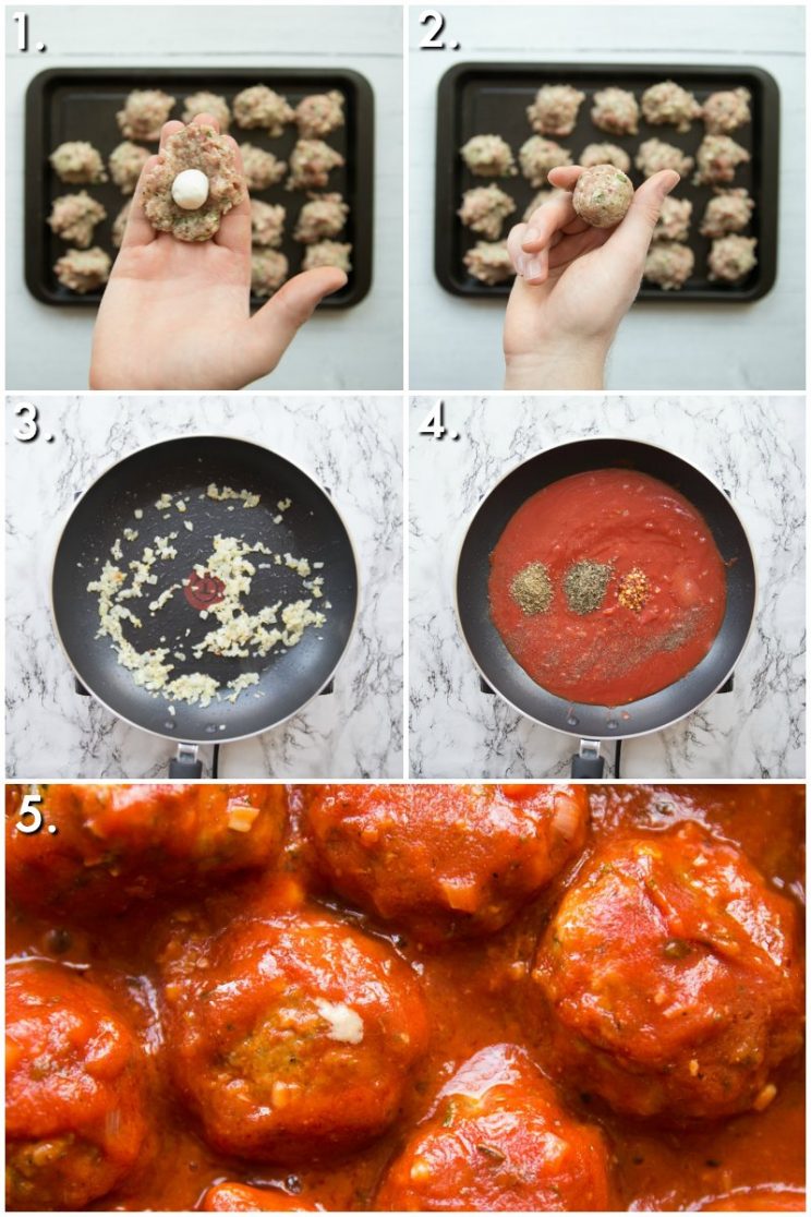 How to make cheese stuffed meatballs - 5 step by step photos