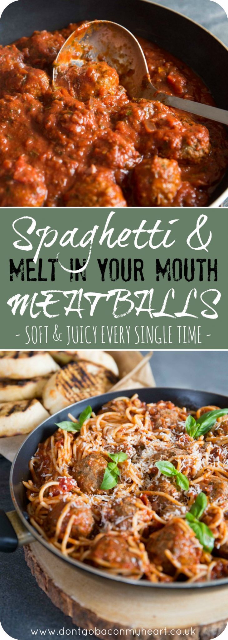 Here I share 3 incredibly simple but crucial steps to making soft and juicy meatballs. This foolproof recipe offers the most delicious spaghetti and melt in your mouth meatballs you'll ever taste! #meatballs #spaghetti #spaghettimeatballs | www.dontgobaconmyheart.co.uk
