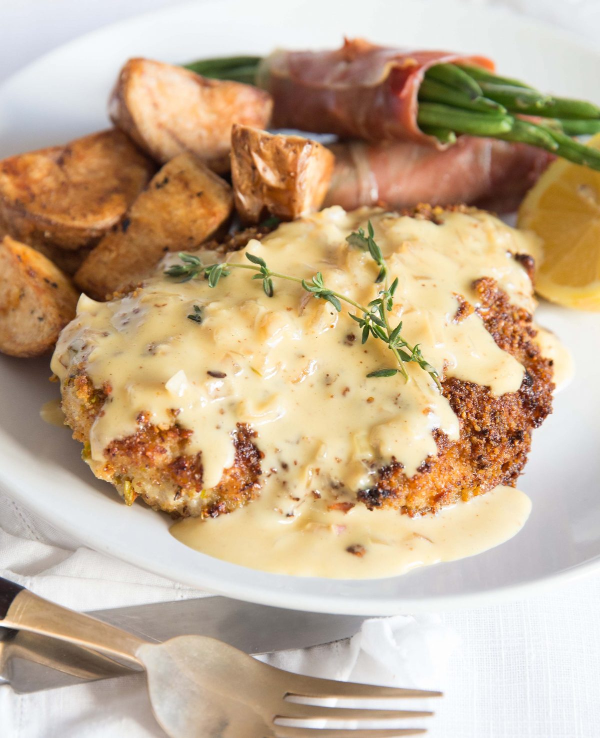 Pistachio Crusted Chicken with a Honey Mustard Cream Sauce