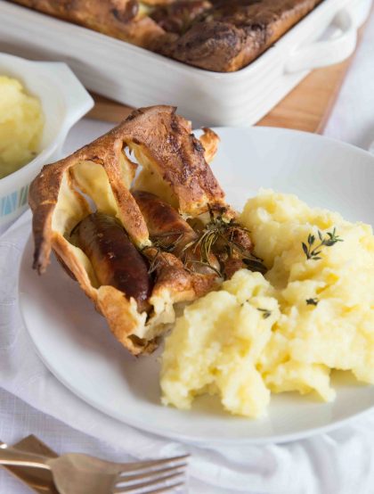 Easy Toad in the Hole plated with mash