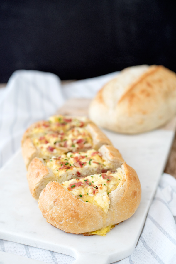 Savory Breakfast Ideas - Baked Egg Boats with Pancetta