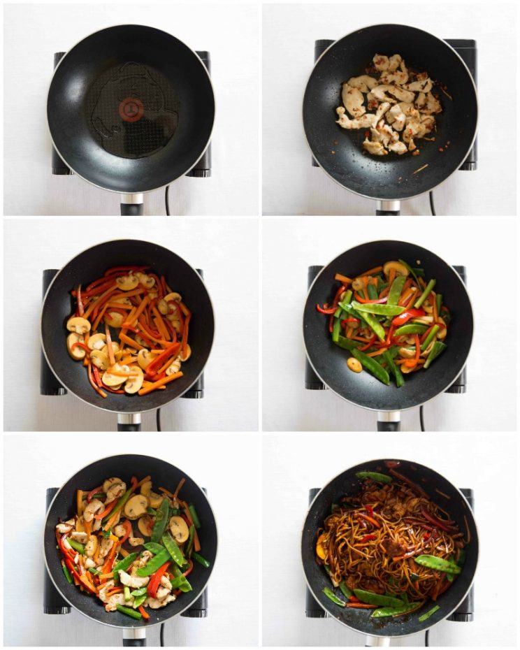 How to make chicken noodle stir fry process shots
