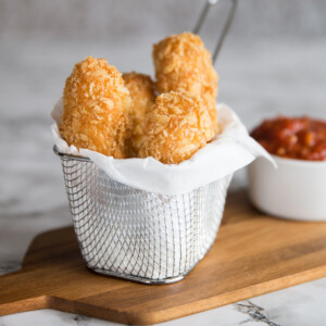 Crispy Halloumi Fries served hot in a pot