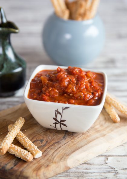 Marinara Dipping Sauce with breadsticks and olive oil
