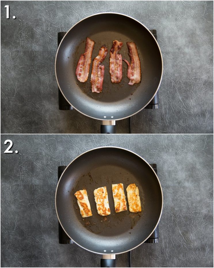 Pan fried bacon and halloumi - 2 step by step photos