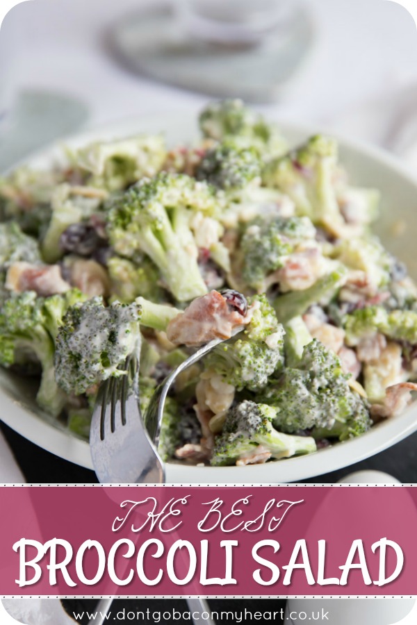 Get ready to fall in love with this Crunchy Broccoli Salad with Bacon! Featuring Cranberries, Flaked Almonds & Feta, this really is simply the BEST Broccoli Salad Recipe! #broccoli #salad #bacon | www.dontgobaconmyheart.co.uk