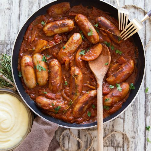 One pan Devilled Sausages