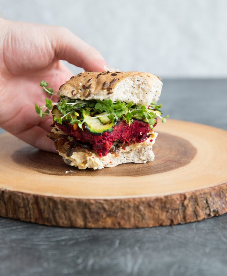 Beetroot Burgers with bite marks