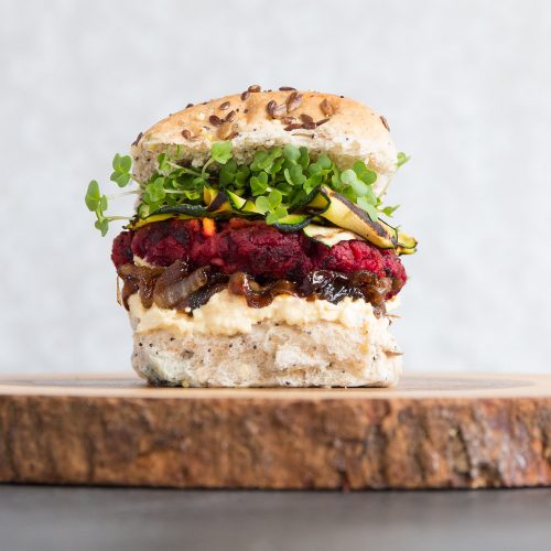 Beetroot Burgers in a bun with fillings