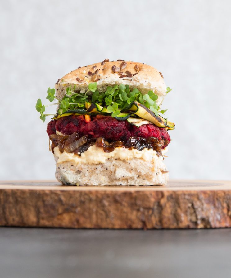 Beetroot Burgers in a bun with fillings