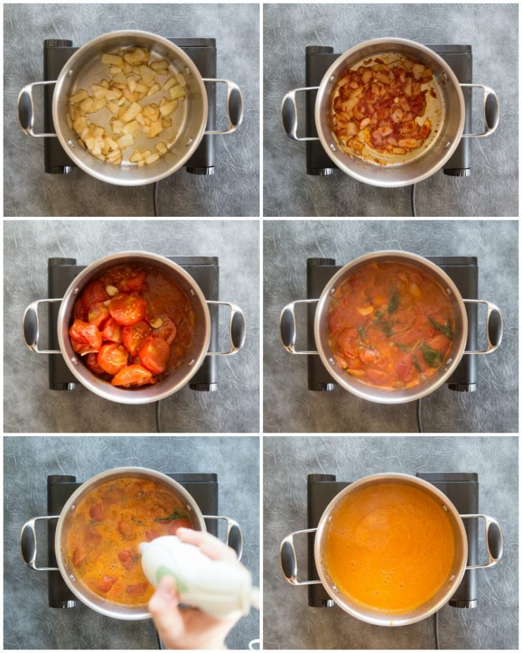 How to make roasted tomato soup with fresh tomatoes and basil - step by step