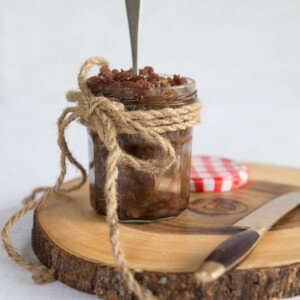 Canned Bacon Jam with the lid off