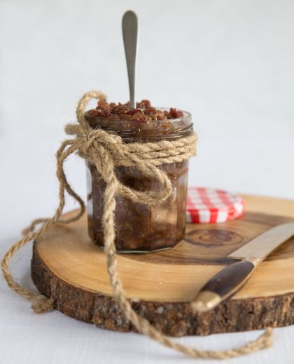 Canned Bacon Jam with the lid off