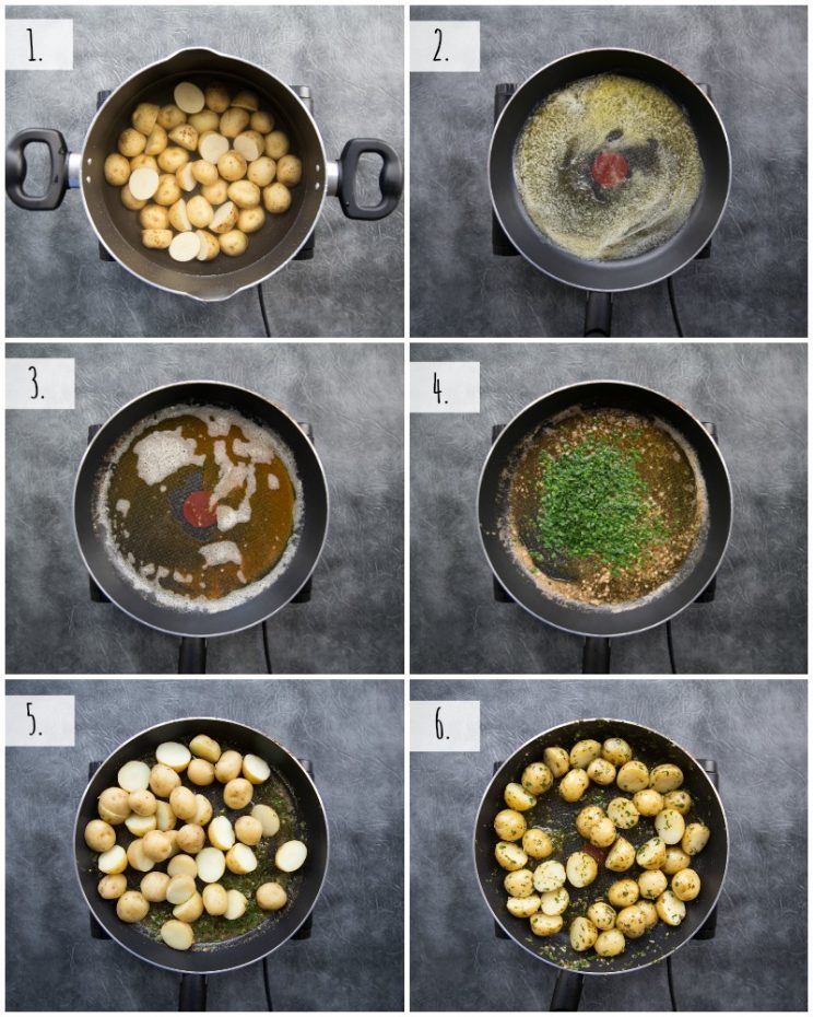 How to boil baby potatoes with lemon browned butter sauce - step by step