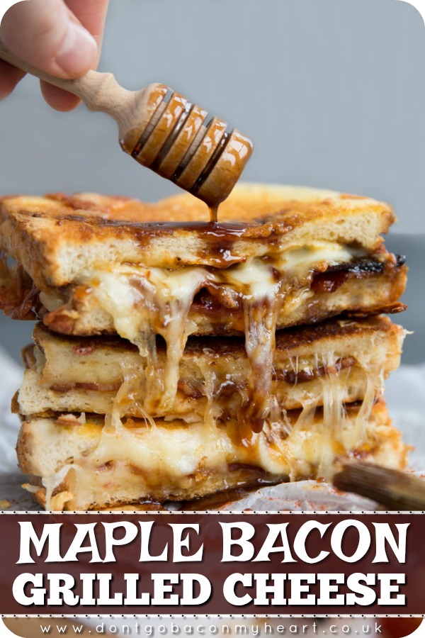 Take your grilled cheese game to the next level by adding maple bacon! Sweet, sticky, smokey and extra cheesy, this truly is the ultimate grilled cheese! #grilledcheese #cheese #maplebacon #bacon | www.dontgobaconmyheart.co.uk