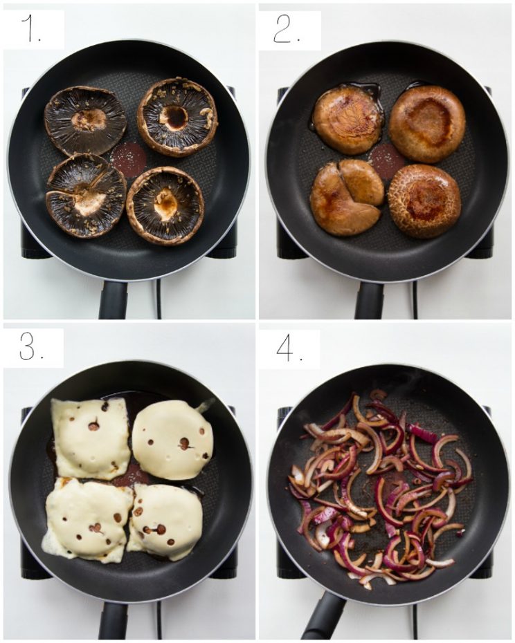 how to pan fry portobello mushrooms - step by step photos