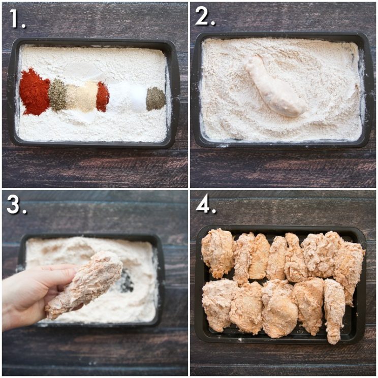 How to coat buttermilk fried chicken How to coat buttermilk fried chicken - 4 step by step photos