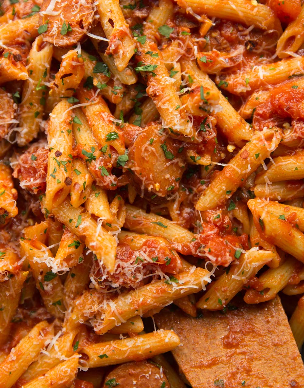 Penne Arrabiata with Smoked Sausage | Don't Go Bacon My Heart