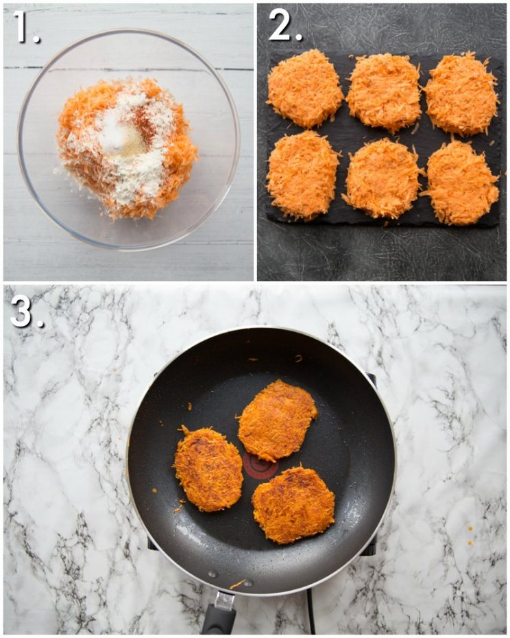 How to cook sweet potato hash browns - 3 step by step photos