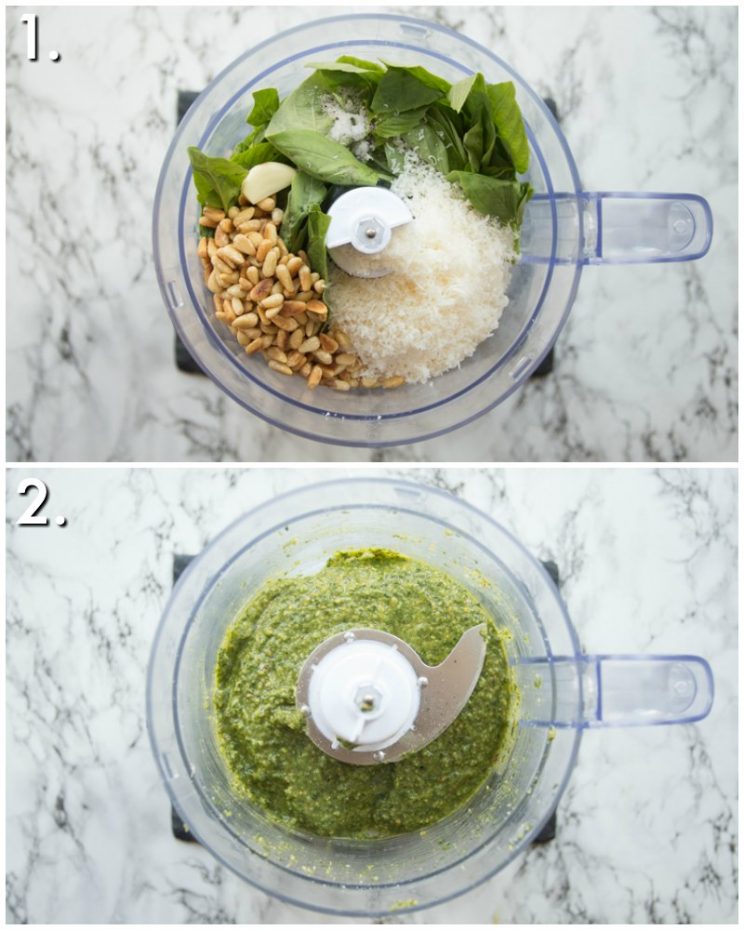 How to make Homemade Pesto in a food processor - 2 step by step photos