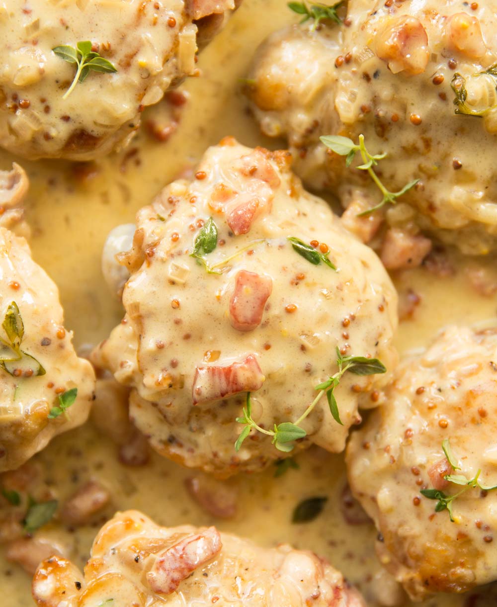 Creamy Honey Mustard Chicken Thighs Don't Go Bacon My Heart