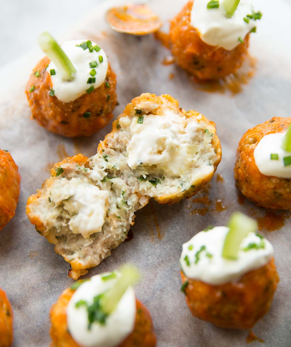 Buffalo Chicken Meatballs (Stuffed with Blue Cheese!) Don't Go Bacon