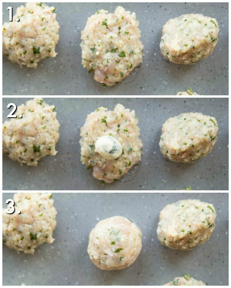 How to make blue cheese stuffed meatballs - 3 step by step photos