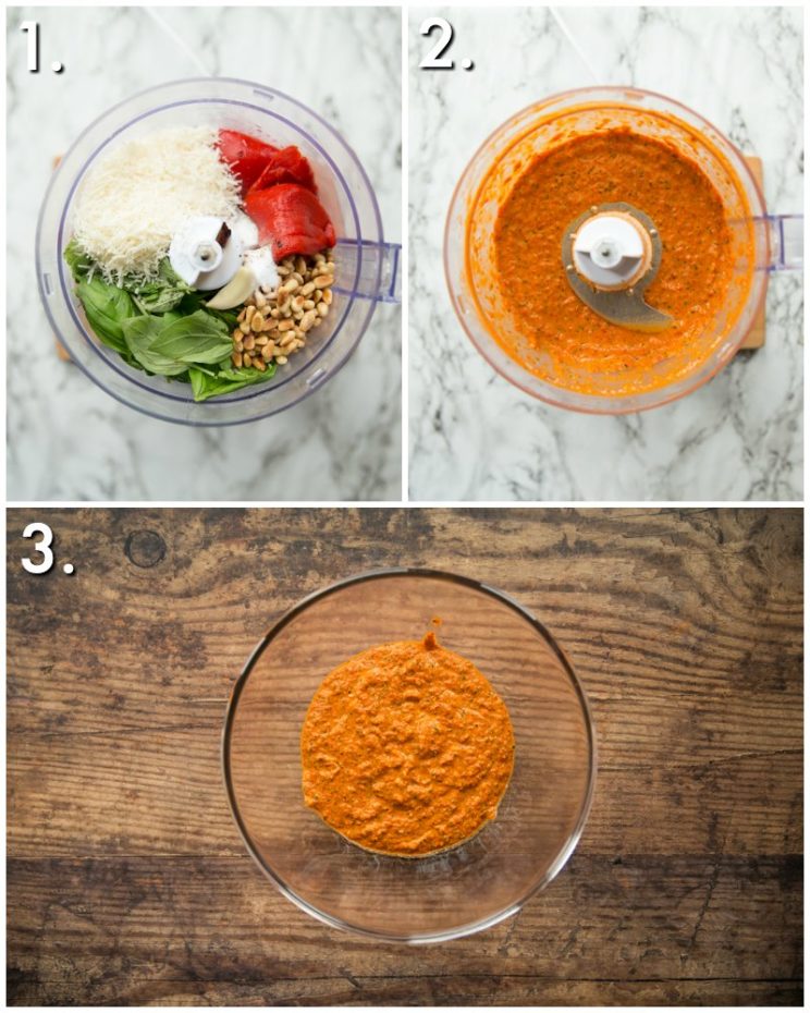 How to make Roasted Red Pepper Pesto Pasta - 3 step by step photos