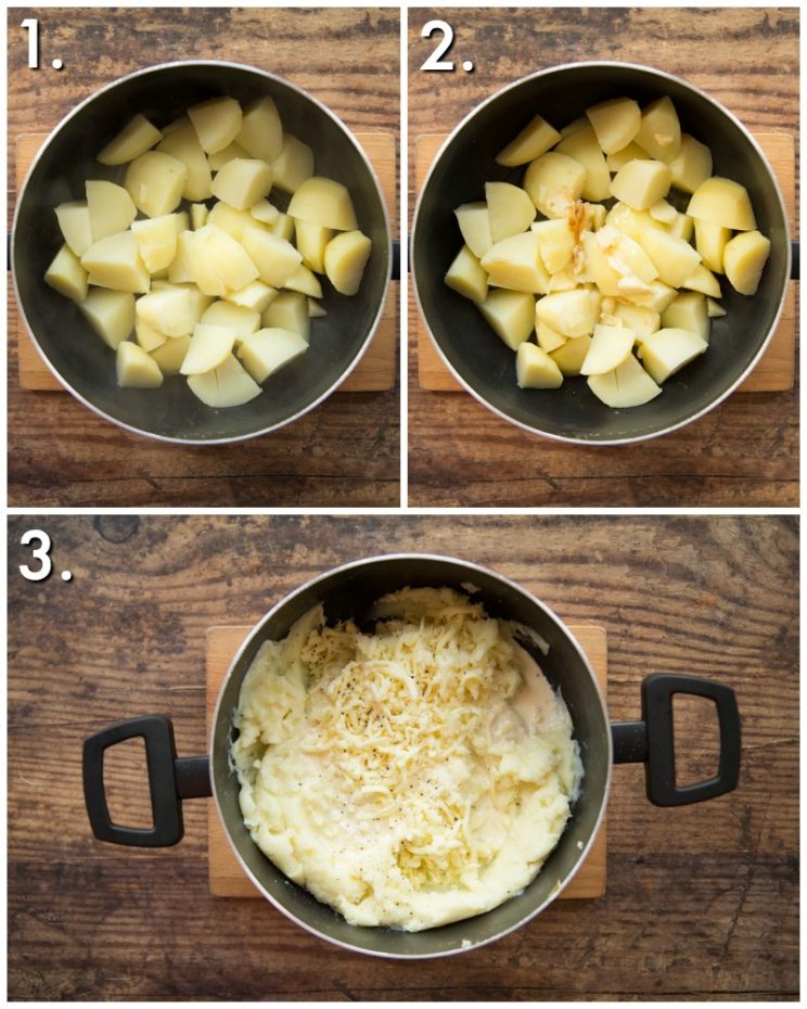 How to make cheesy roasted garlic mashed potatoes - 3 step by step photos