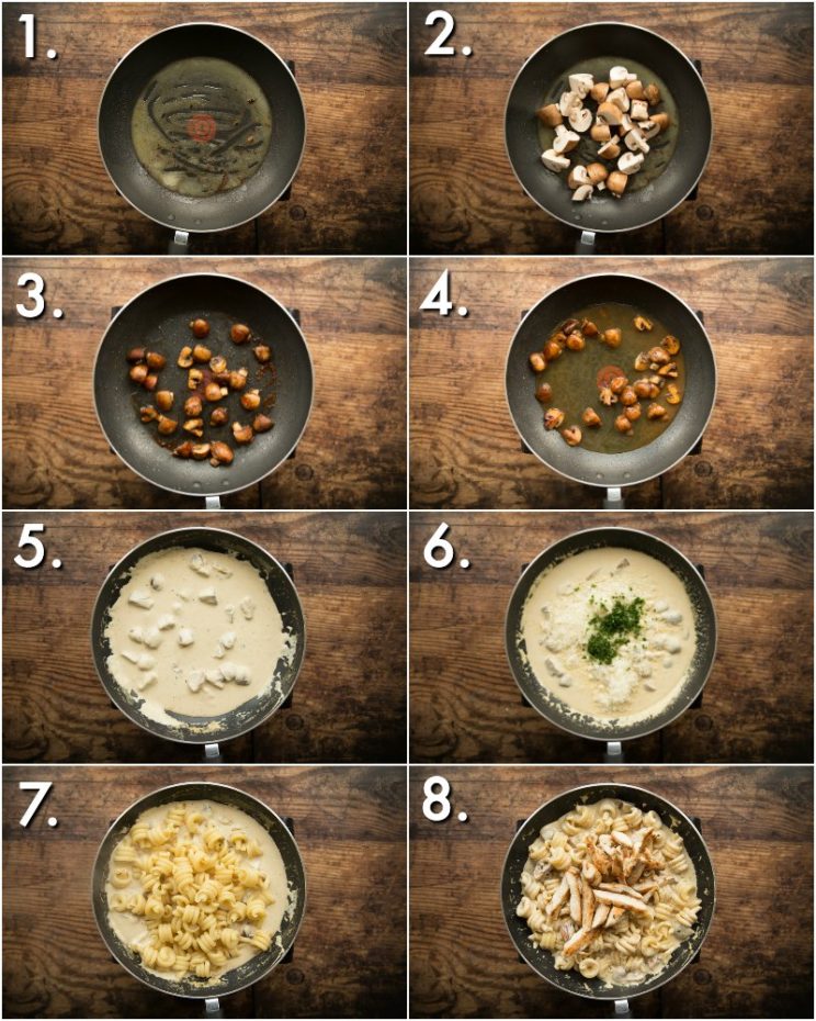 How to make chicken and mushroom pasta - 8 step by step photos