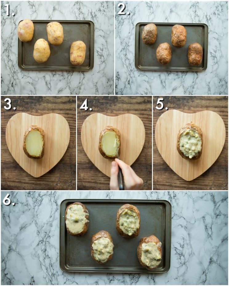 How to make broccoli baked potatoes - 6 step by step photos