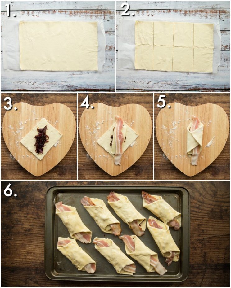 How to make cheese and bacon turnovers - 6 step by step photos