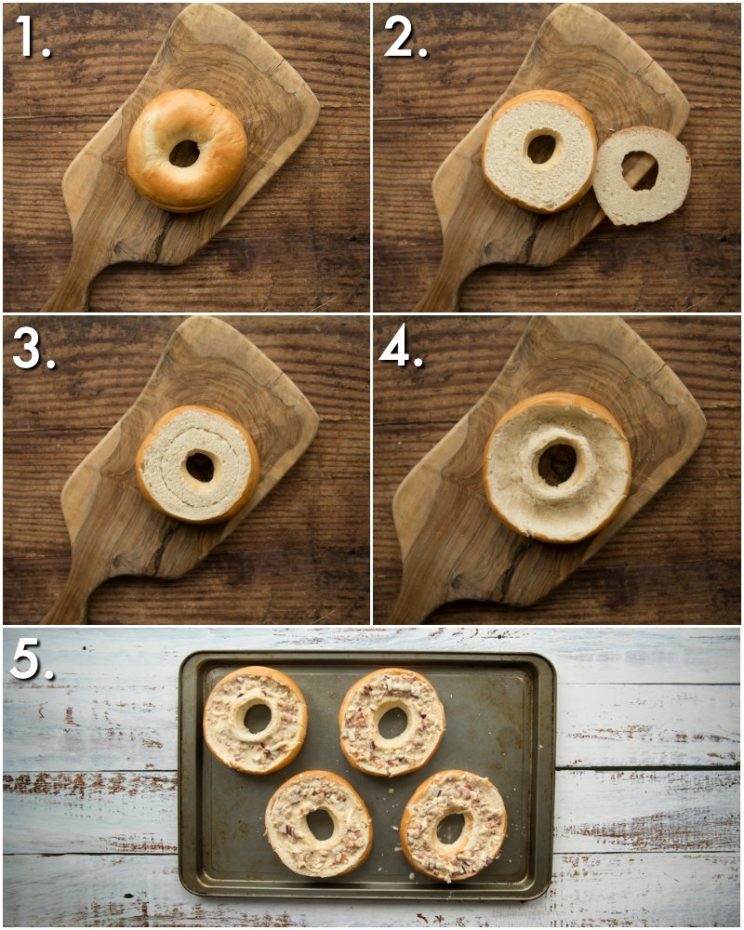 How to make quiche bagels - 5 step by step photos