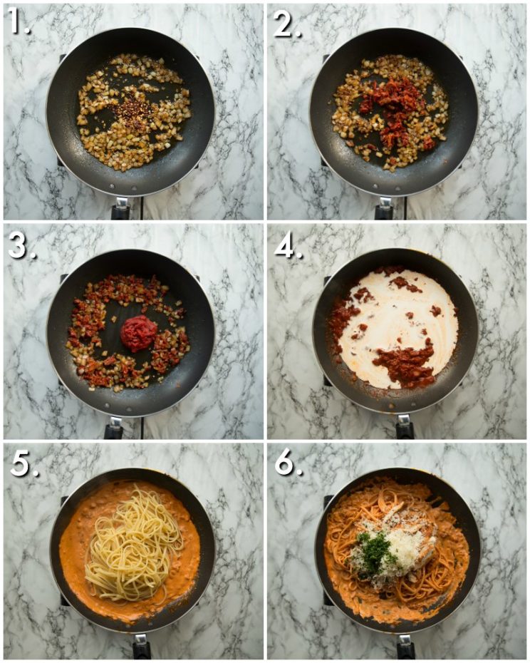 How to make spicy chicken pasta - 6 step by step photos