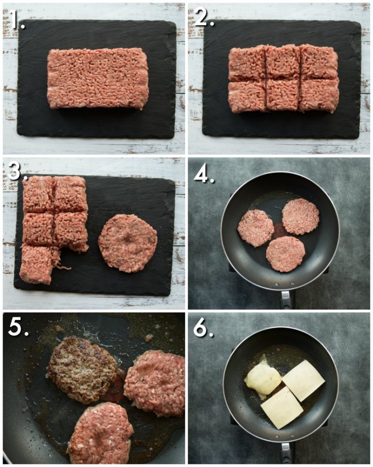 How to pan fry burgers - 6 step by step photos
