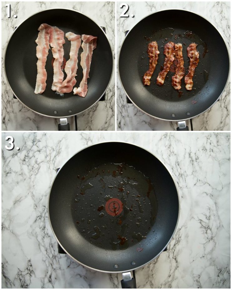 how to pan fry bacon - 3 step by step photod