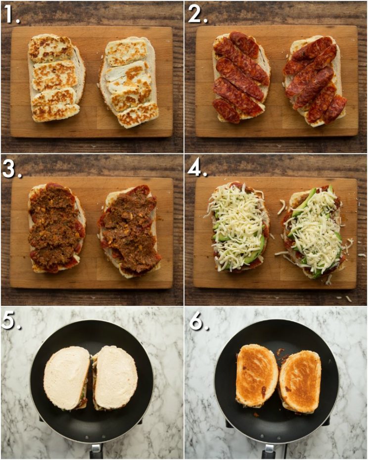 how to make a halloumi sandwich - 6 step by step photos