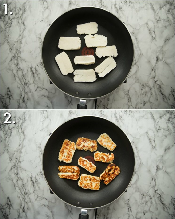 How to pan fry halloumi - 2 step by step photos