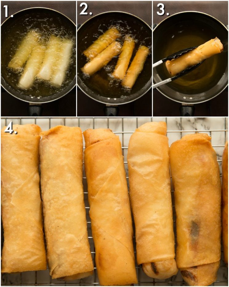 How to deep fry spring rolls - 4 step by step photos