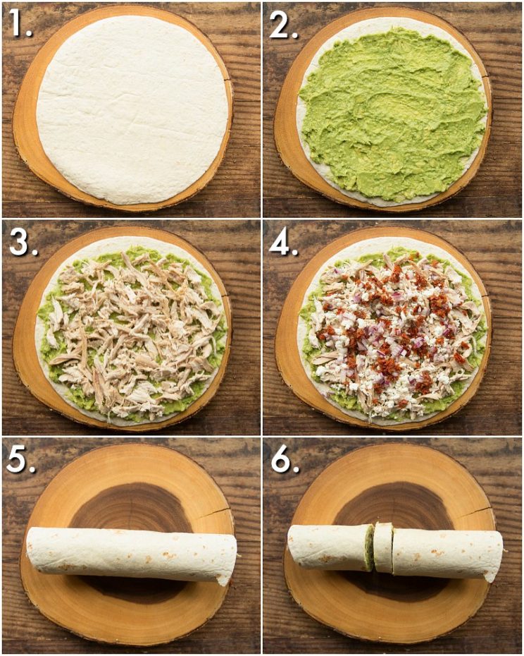 How to make avocado chicken roll ups - 6 step by step photos